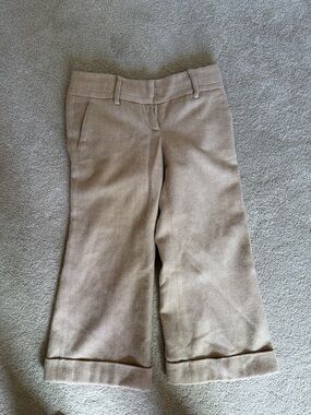 Arden B Beige Textured Cropped Wide-Leg Pants